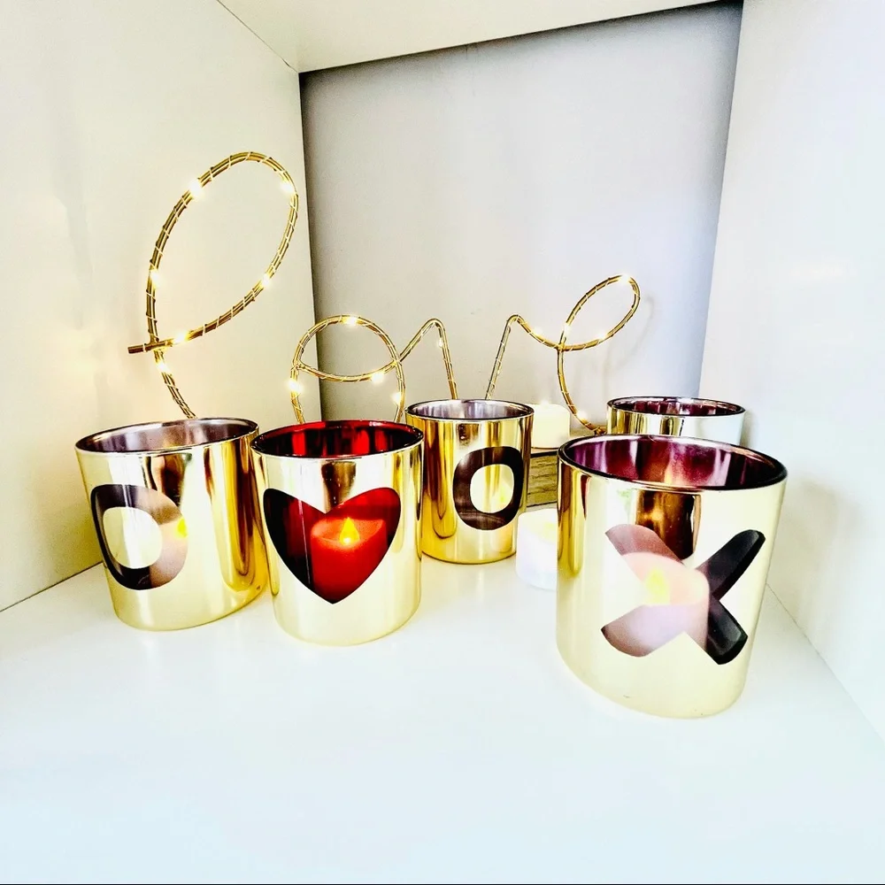 2pcs Gold Candle Holder Decor Party Glasses X O ❤️